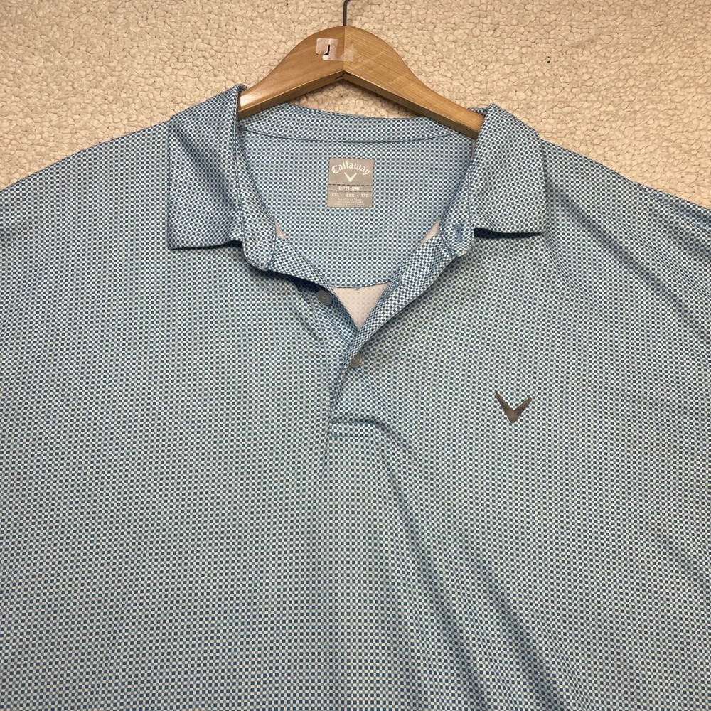 Callaway Opti-Dri‎ Men's XXL Blue Abstract Design Golf Polo Shirt - Picture 2 of 7